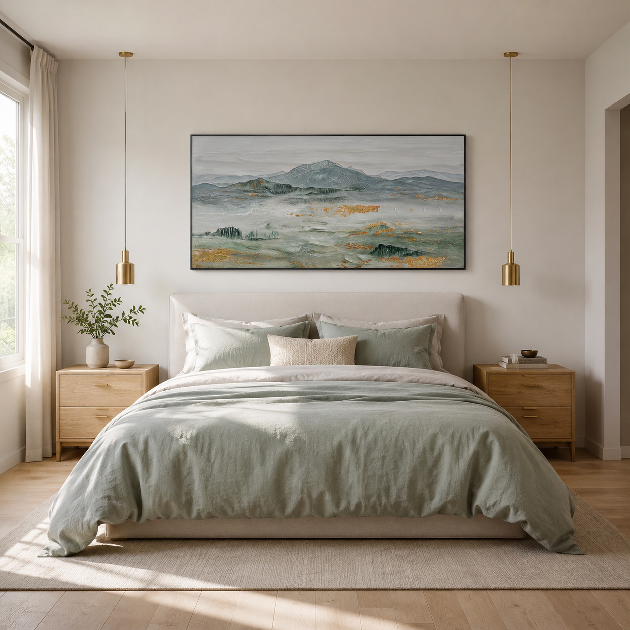 Whispered Peaks Textured Landscape Painting #RHK7
