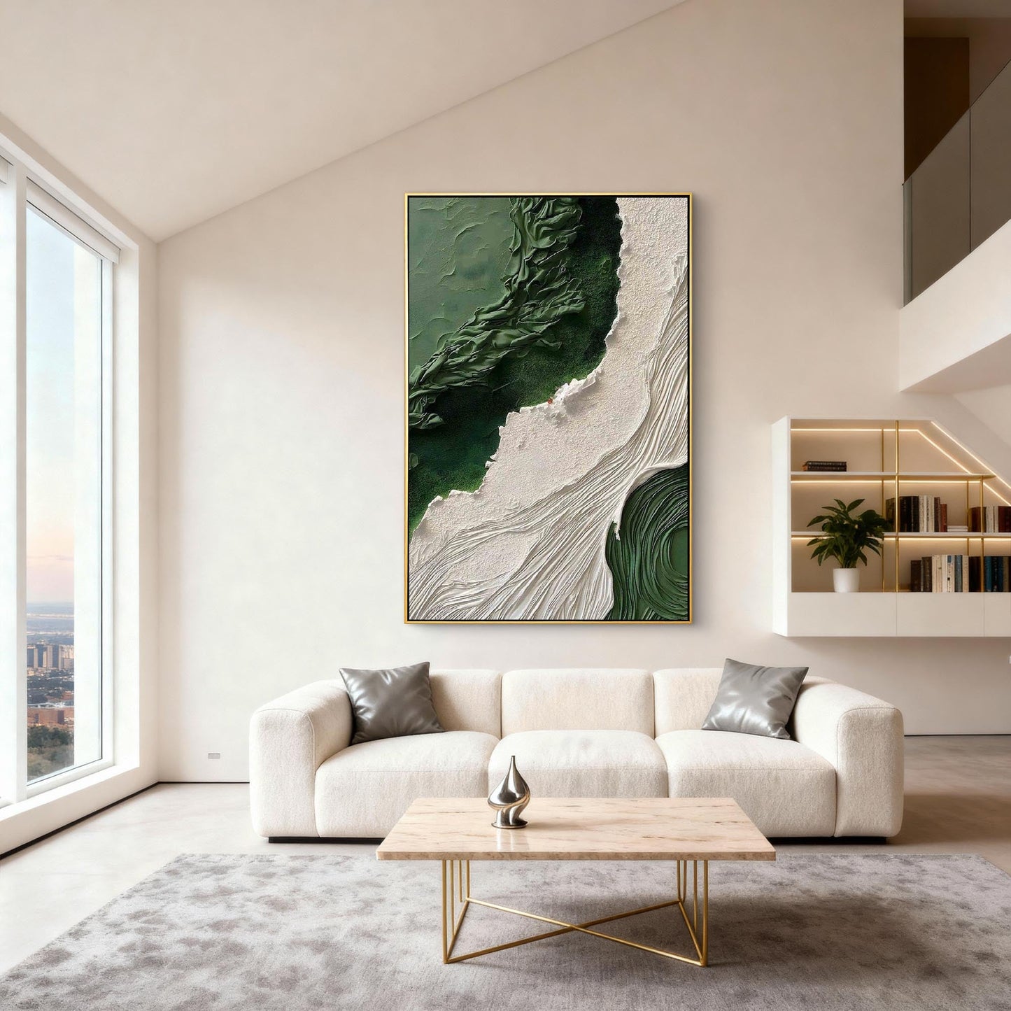 Emerald Coastline Wabi Sabi Canvas Art