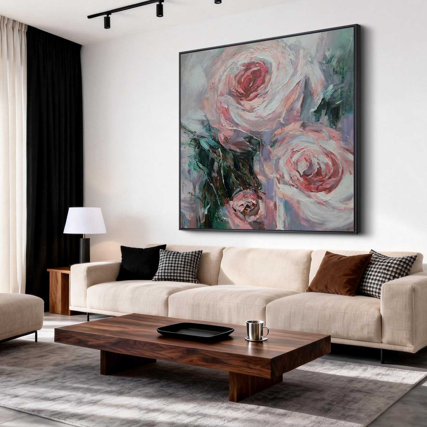 Blush Rose Impasto Floral Painting
