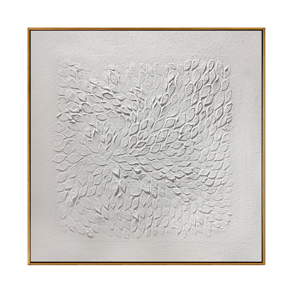 White Leaf Impasto Abstract Painting