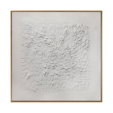 White Leaf Impasto Abstract Painting