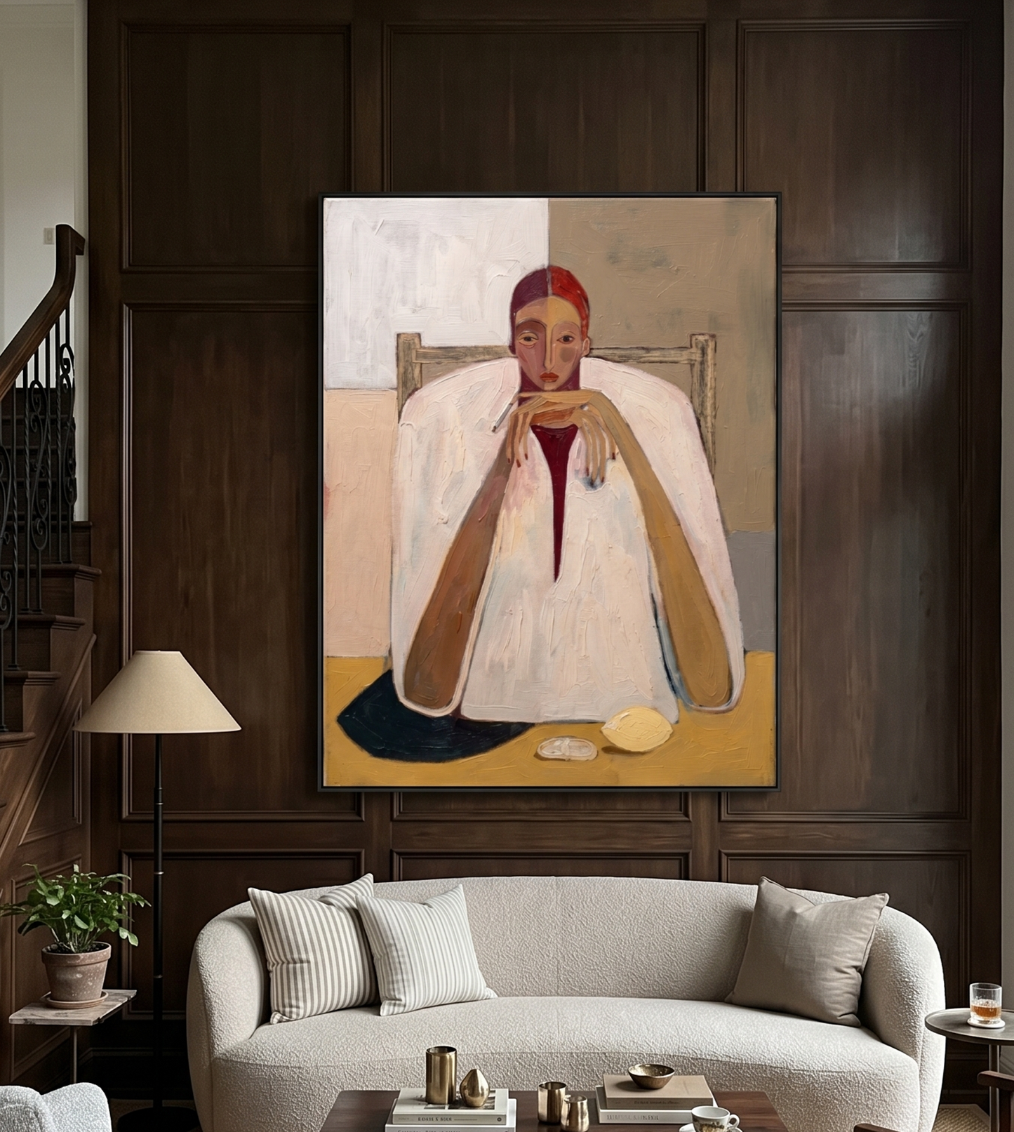 Contemplative Lemon Portrait Canvas Art