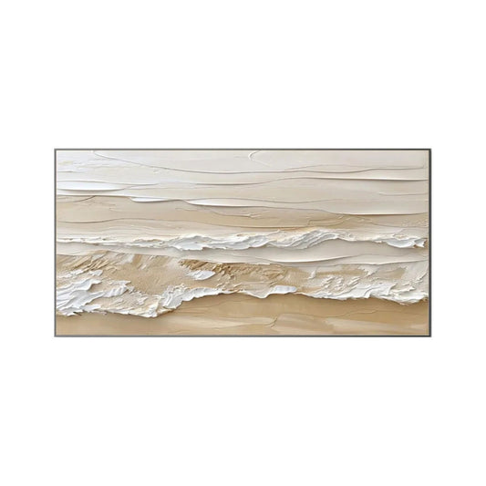 Ivory Shore Impasto Abstract Painting