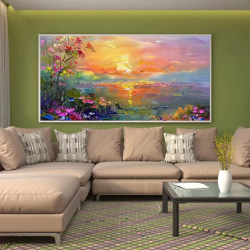 Sunset Landscape Textured Painting