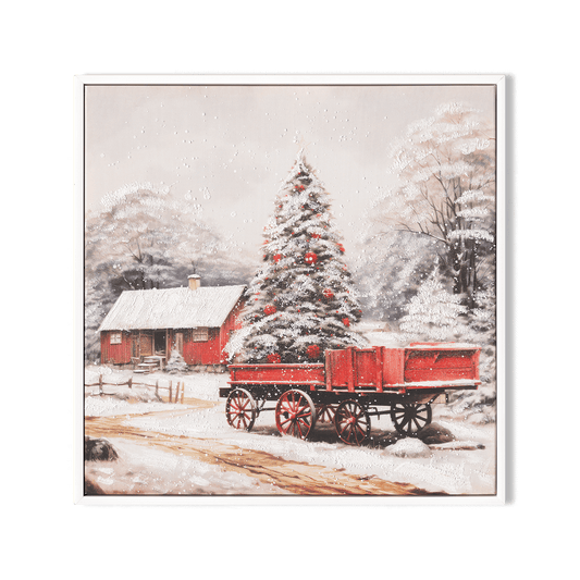 Christmas Pine Glow – Snowy Holiday Landscape Painting