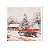 Christmas Pine Glow – Snowy Holiday Landscape Painting
