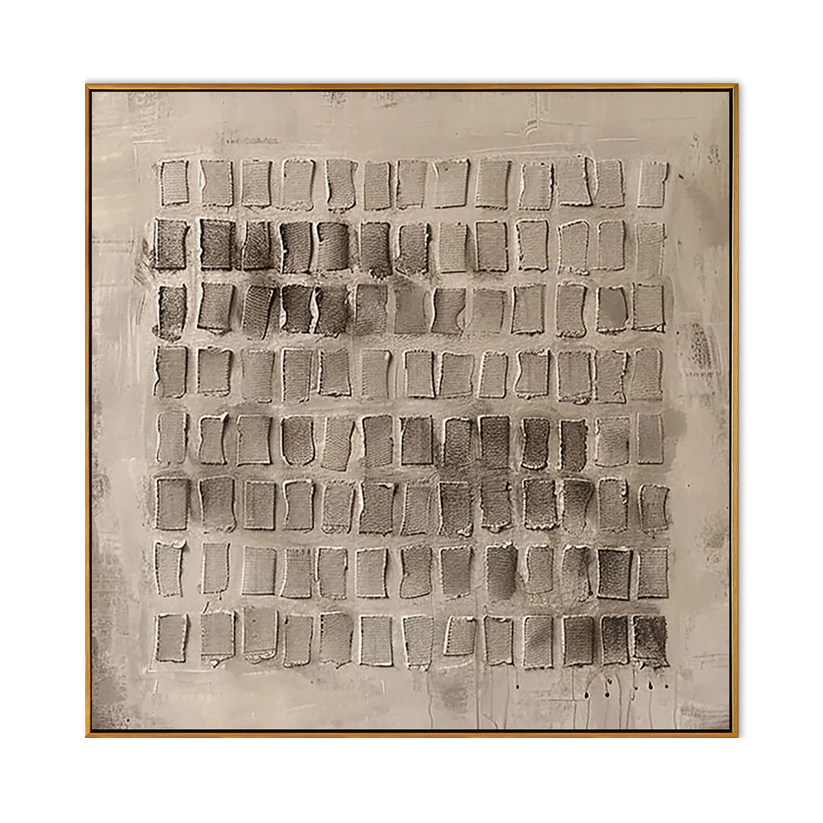 Neutral Grid Textured Abstract Canvas Art