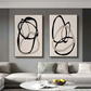 Eternal Flow Black Line Abstract Painting Set Set of 2