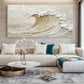 Golden Crest-Beige Ocean Wave Painting