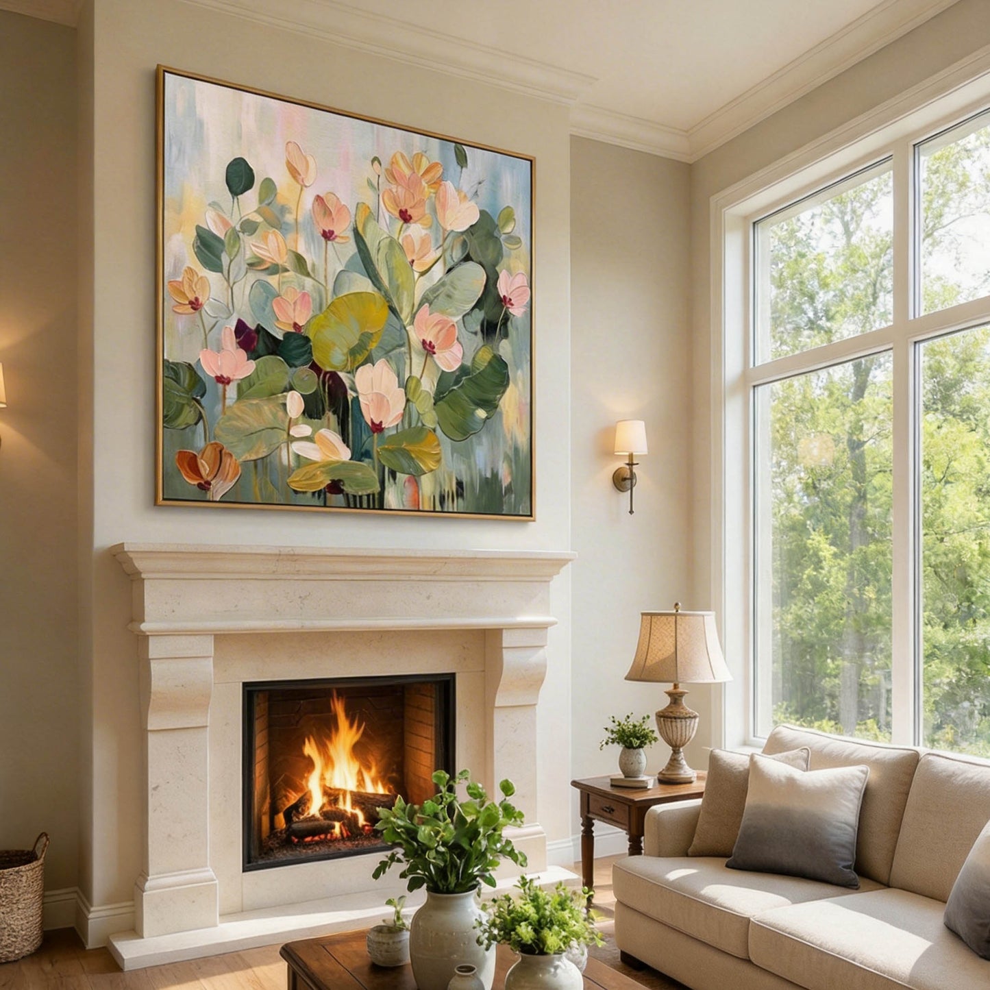 Serene Cyclamen Bloom Impasto Floral Painting