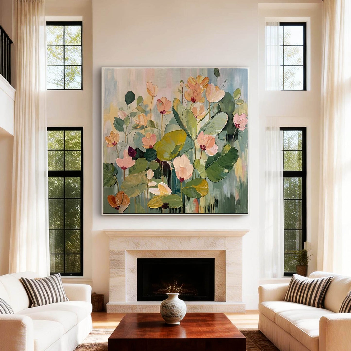 Serene Cyclamen Bloom Impasto Floral Painting