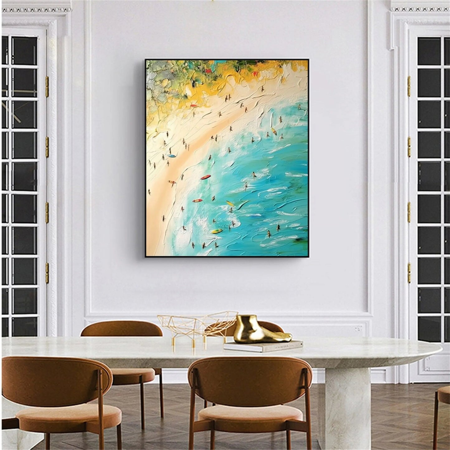 Sunlit Surf-Green Beach Scene Painting