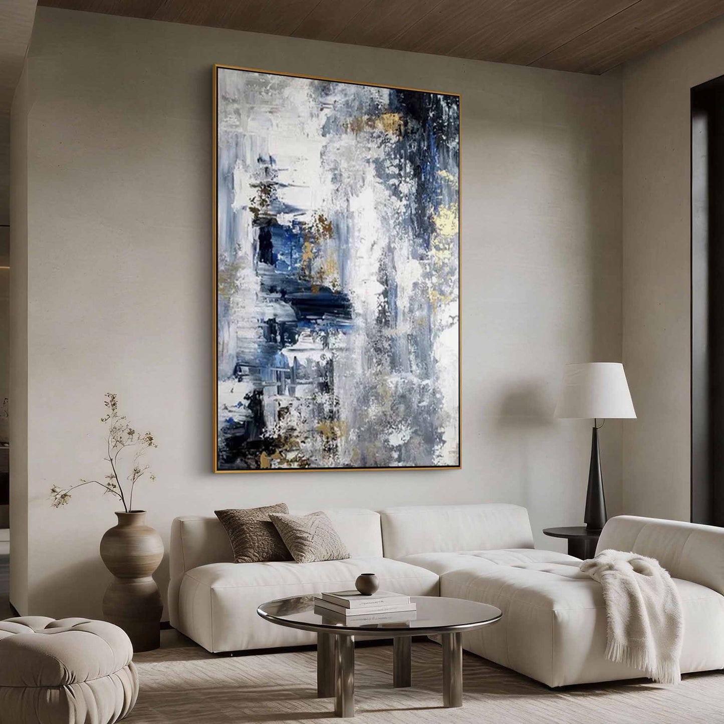 Blue Gold Glimpse Abstract Canvas Art