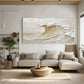 Golden Crest-Beige Ocean Wave Painting