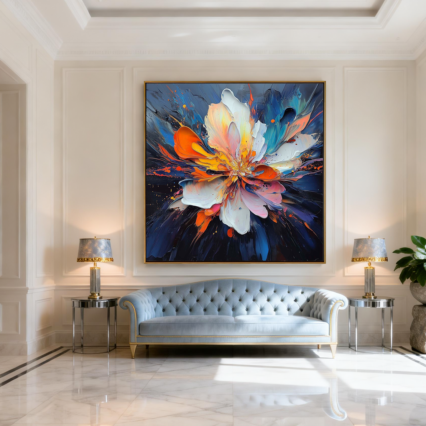Cosmic Bloom Abstract Impasto Floral Painting