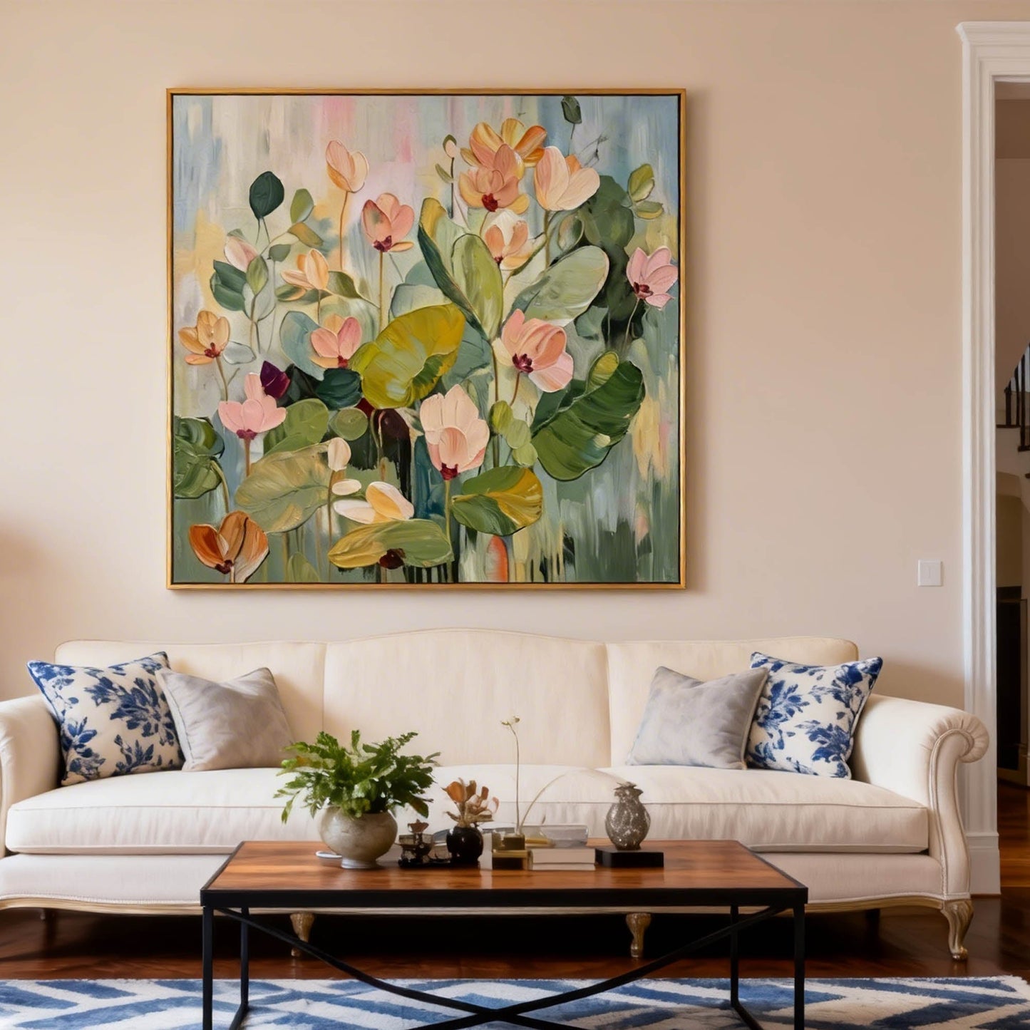 Serene Cyclamen Bloom Impasto Floral Painting