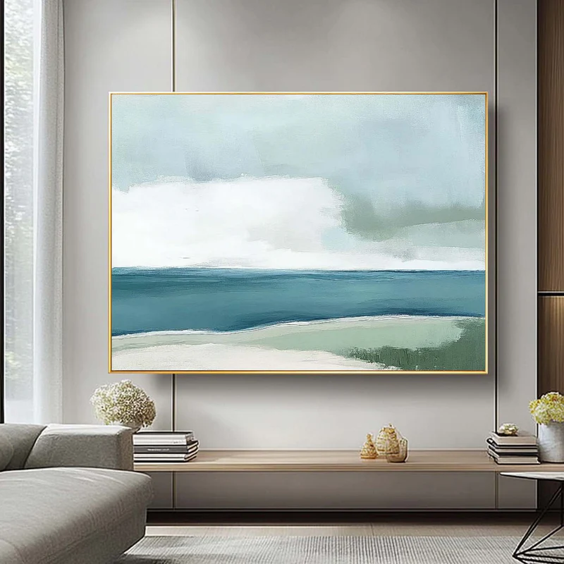 Minimal Blue Seascape Painting