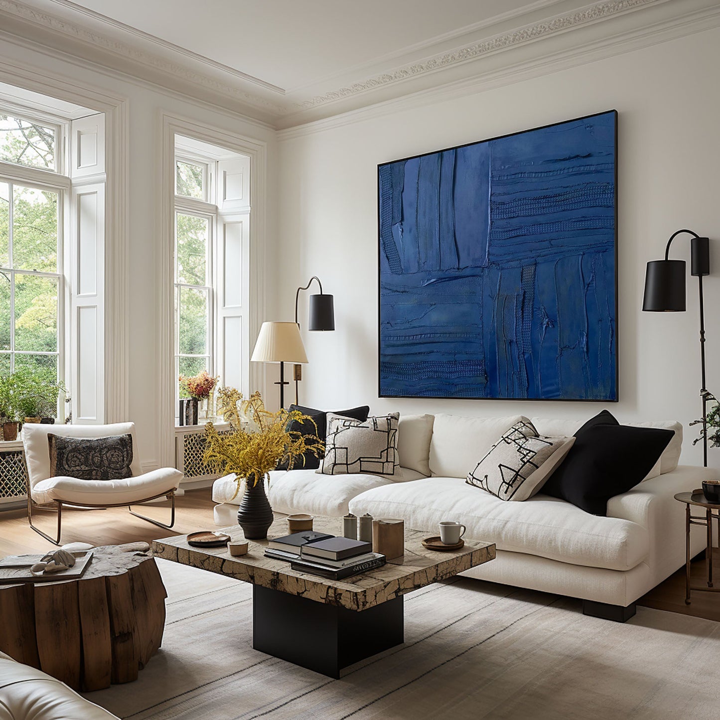 Midnight Indigo Textured Abstract Painting