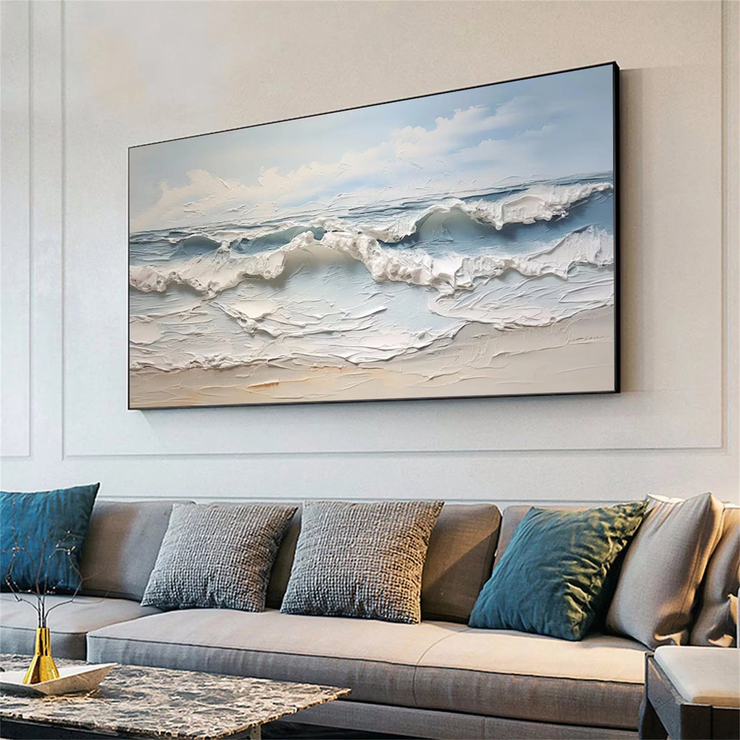 Golden Horizon-Blue Ocean Abstract Painting