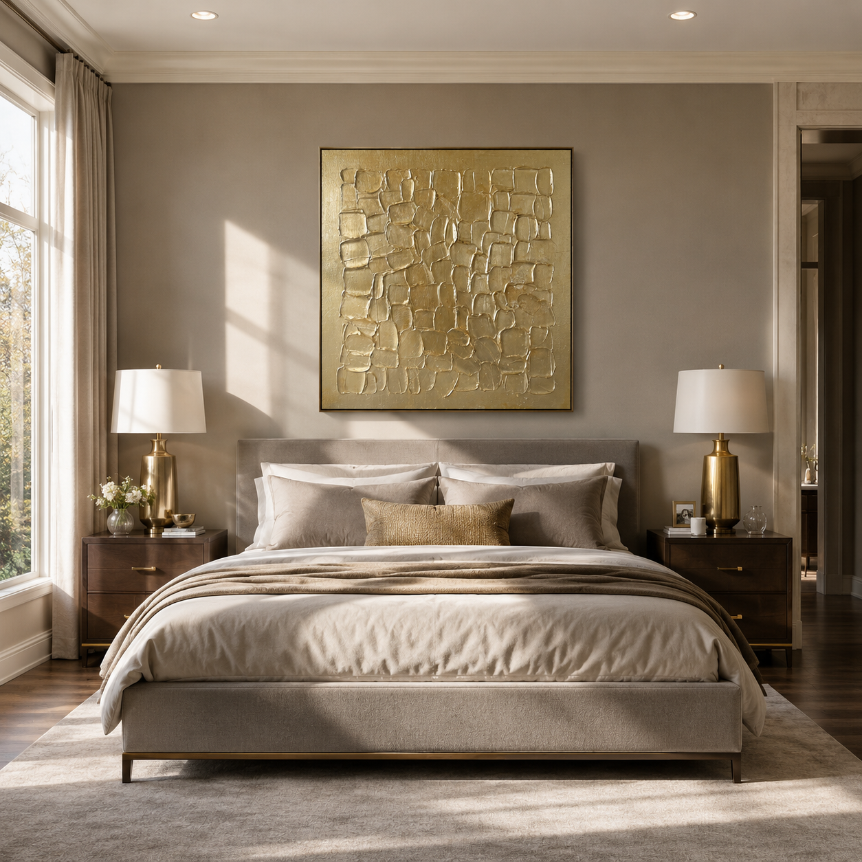 Golden Stone Rhythm Abstract Relief Painting #M6959