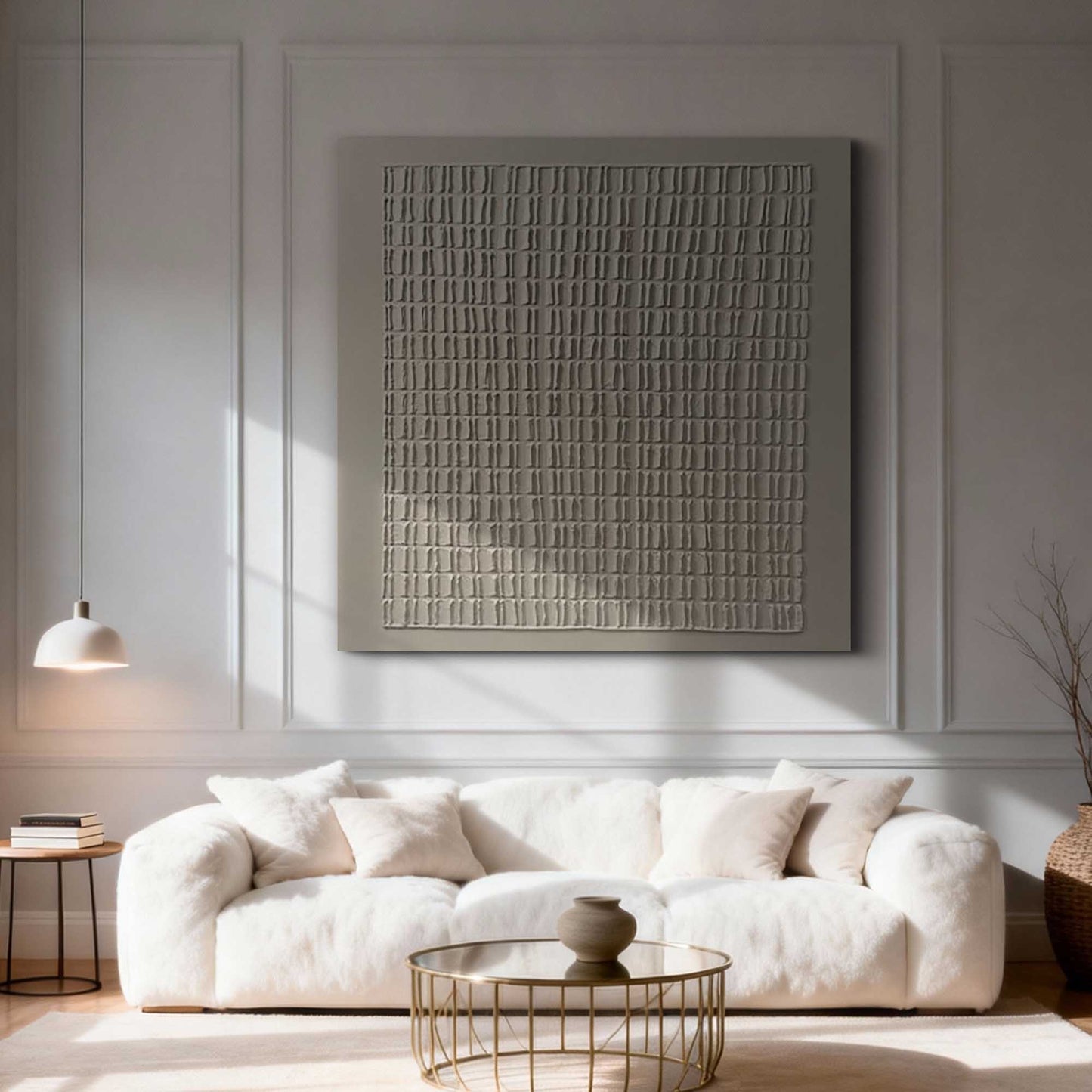 Neutral Grid Minimalist Painting