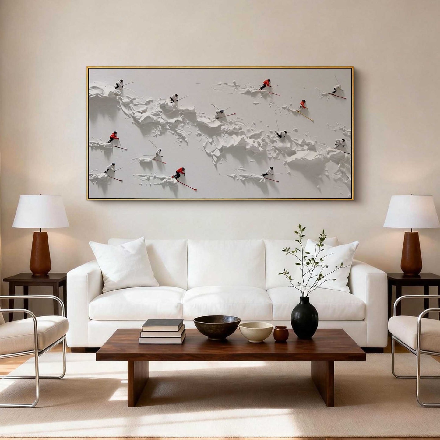 Alpine Skiers 3D Textured Painting