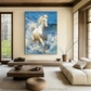 Ocean Charge White Horse Painting