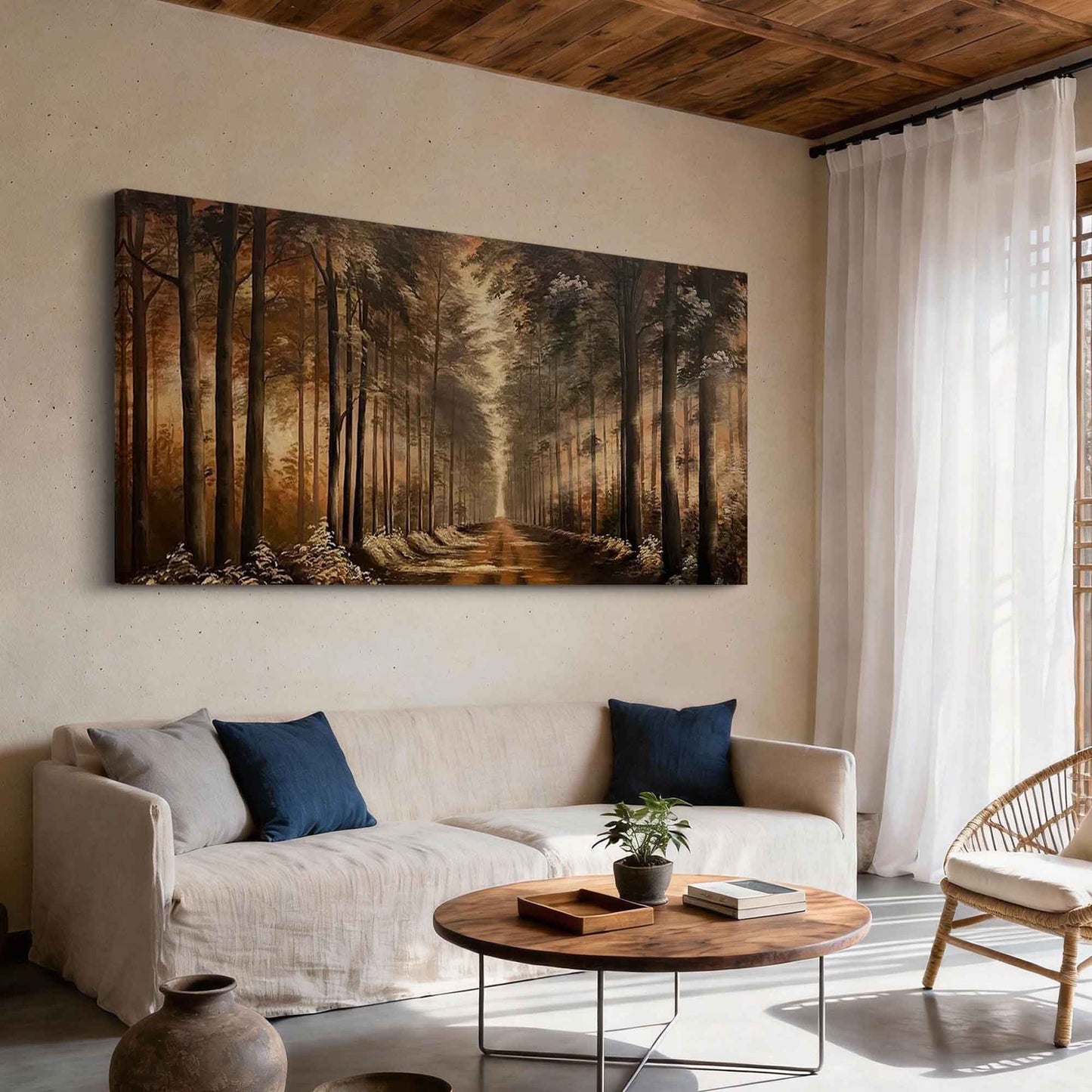 Golden Hour Forest Path Painting