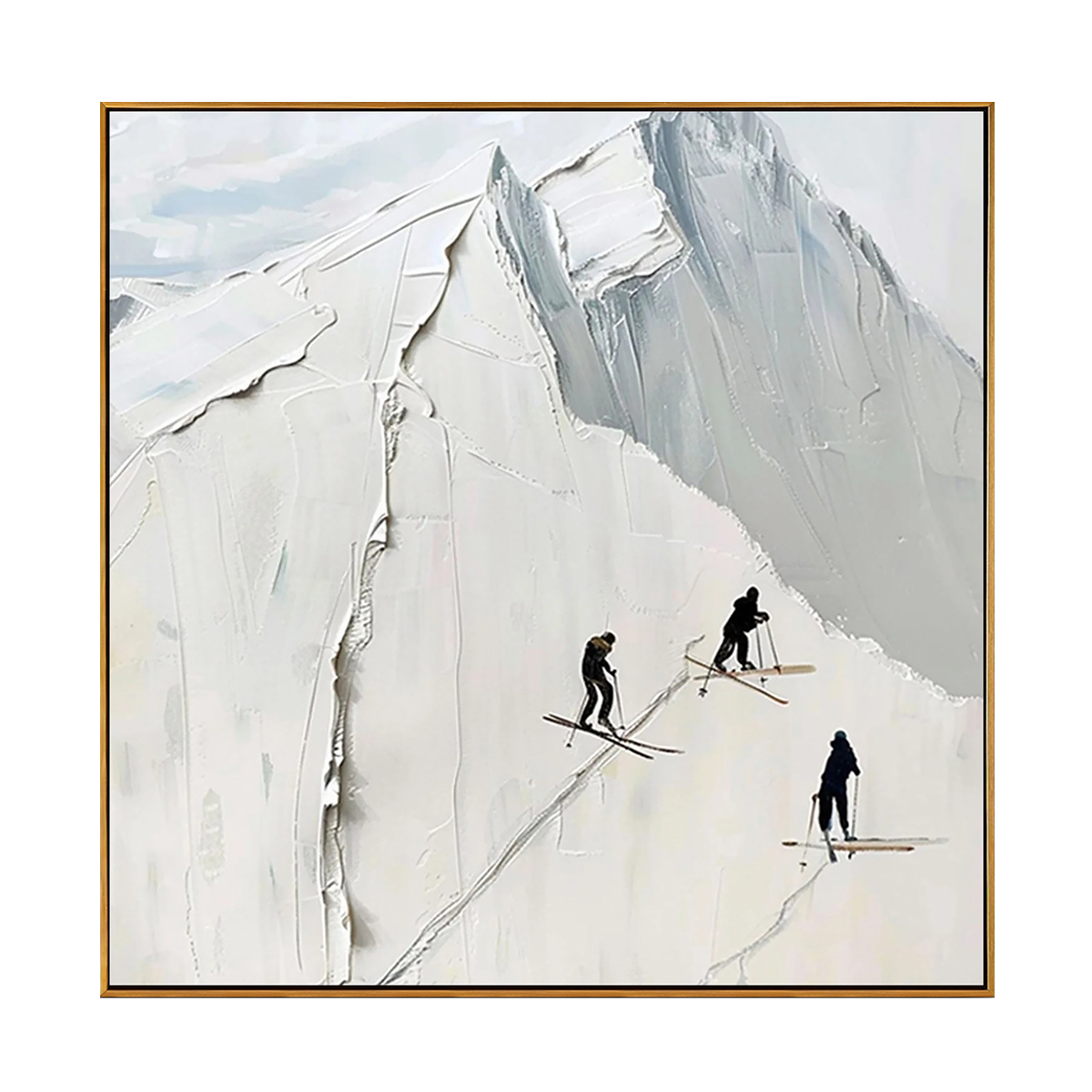 Alpine Skiers Textured Painting