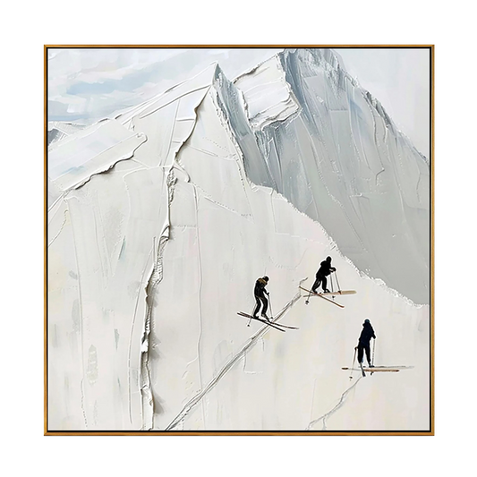Alpine Skiers Textured Painting