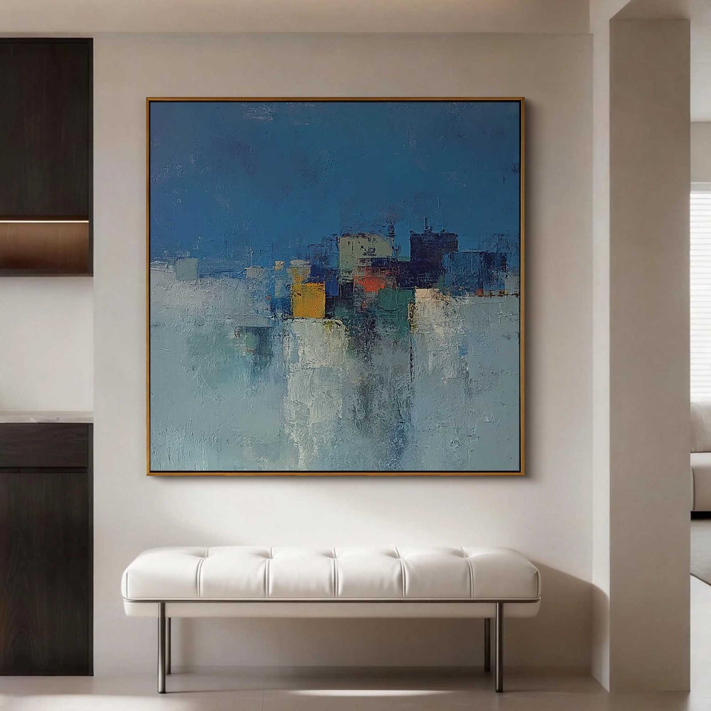 Cobalt Horizon Abstract Cityscape