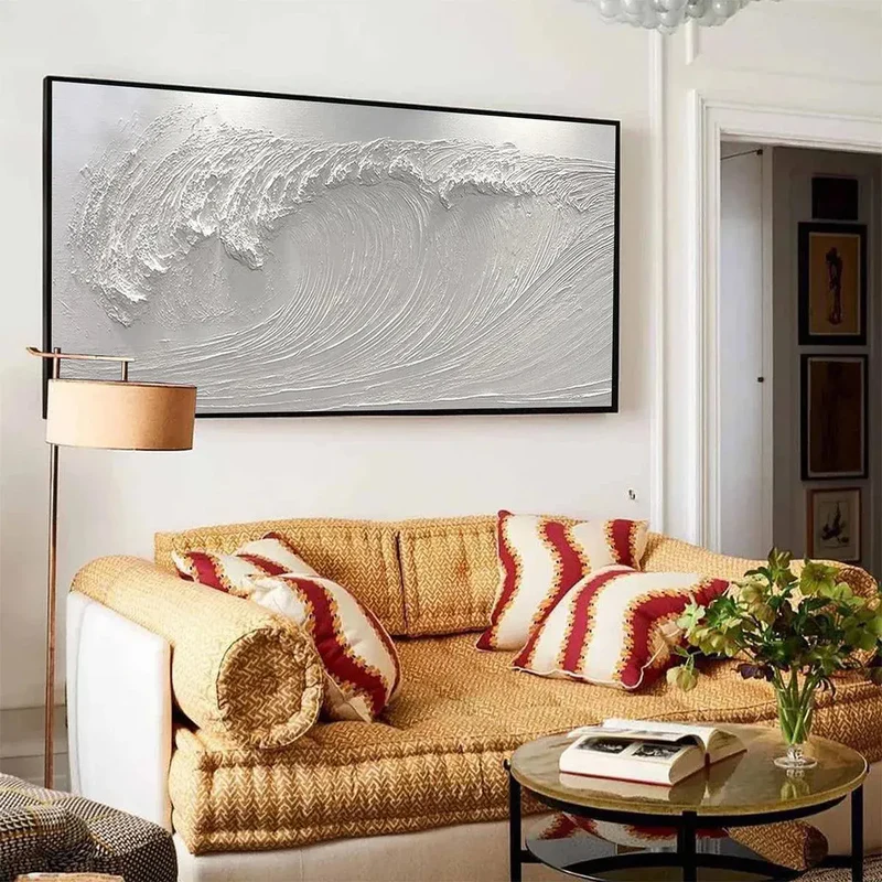 White Textured Ocean Painting