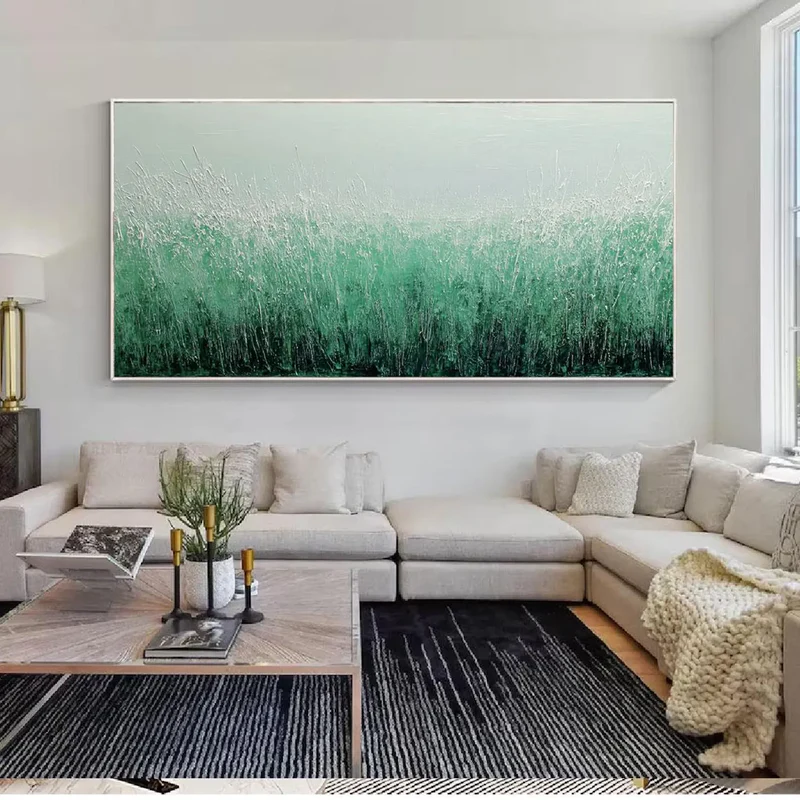 Emerald Mist Textured Grass Painting