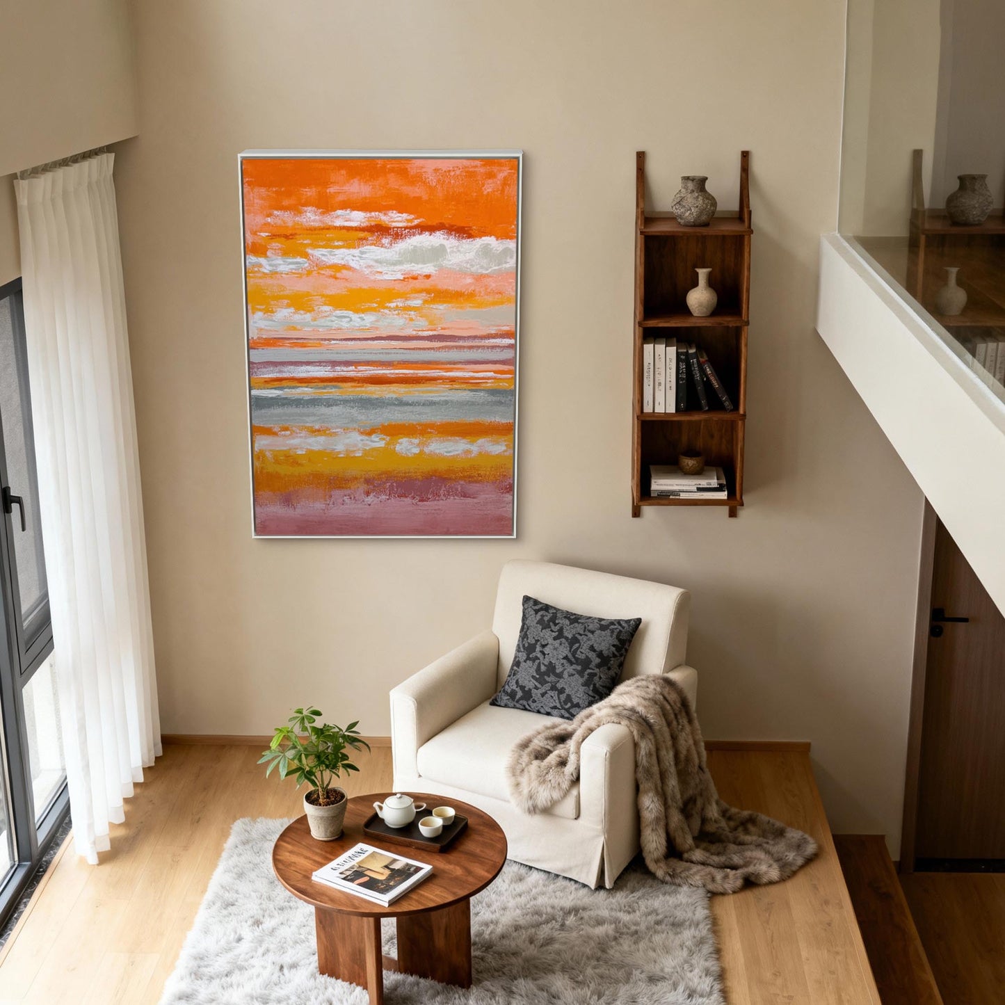 Fiery Sunset Sky Abstract Canvas Art