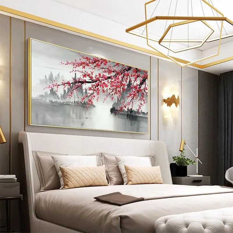 Red Plum Blossom Landscape Painting