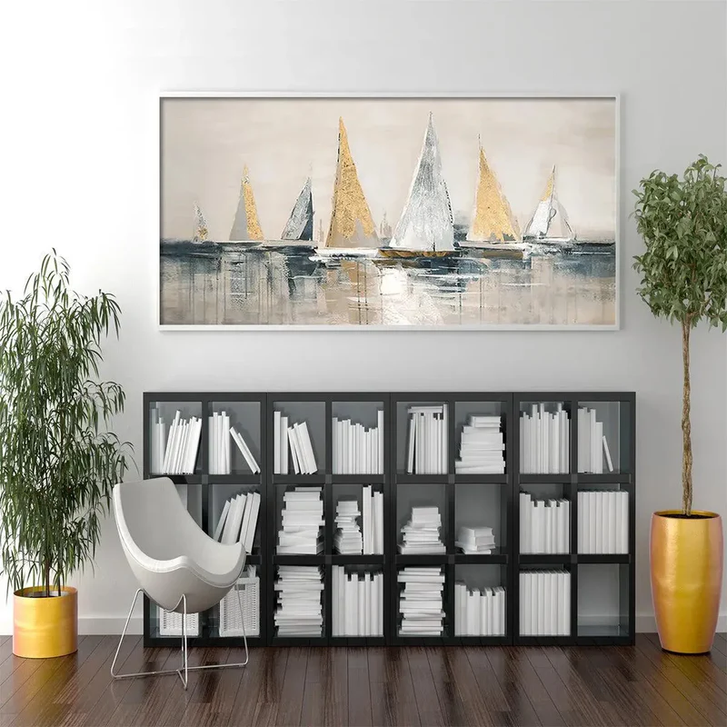 Abstract Sailboat Textured Painting