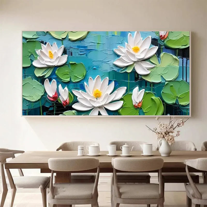 White Lotus Textured Painting