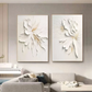 Whisper Bloom White Floral 3D Painting Set Set of 2