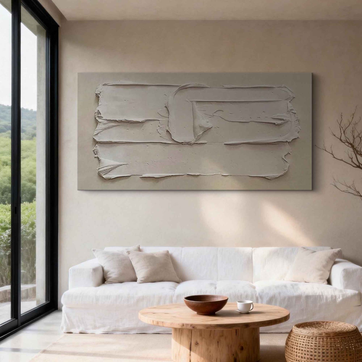 Pure White Thick Texture Abstract Painting