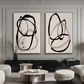 Eternal Flow Black Line Abstract Painting Set Set of 2