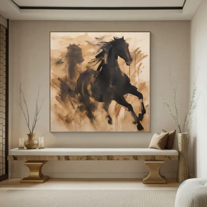Gallop Spirit Black Horse Painting