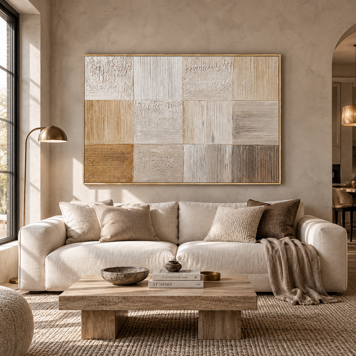 Neutral Texture Grid Minimalist Abstract Wall Art