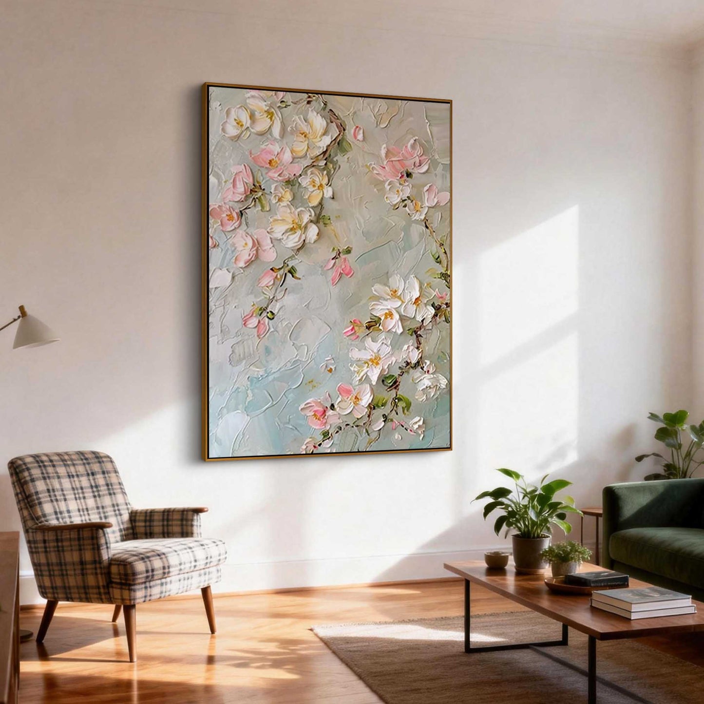 Blush Bloom Magnolia Impasto Floral Oil Painting