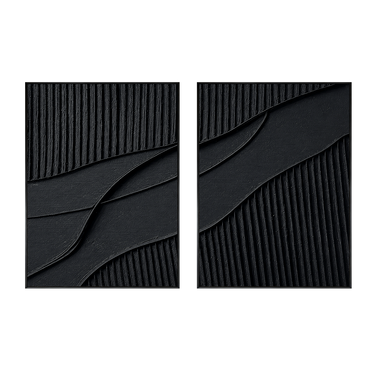 Midnight Rhythm Black Abstract Wall Art Set Set of 2