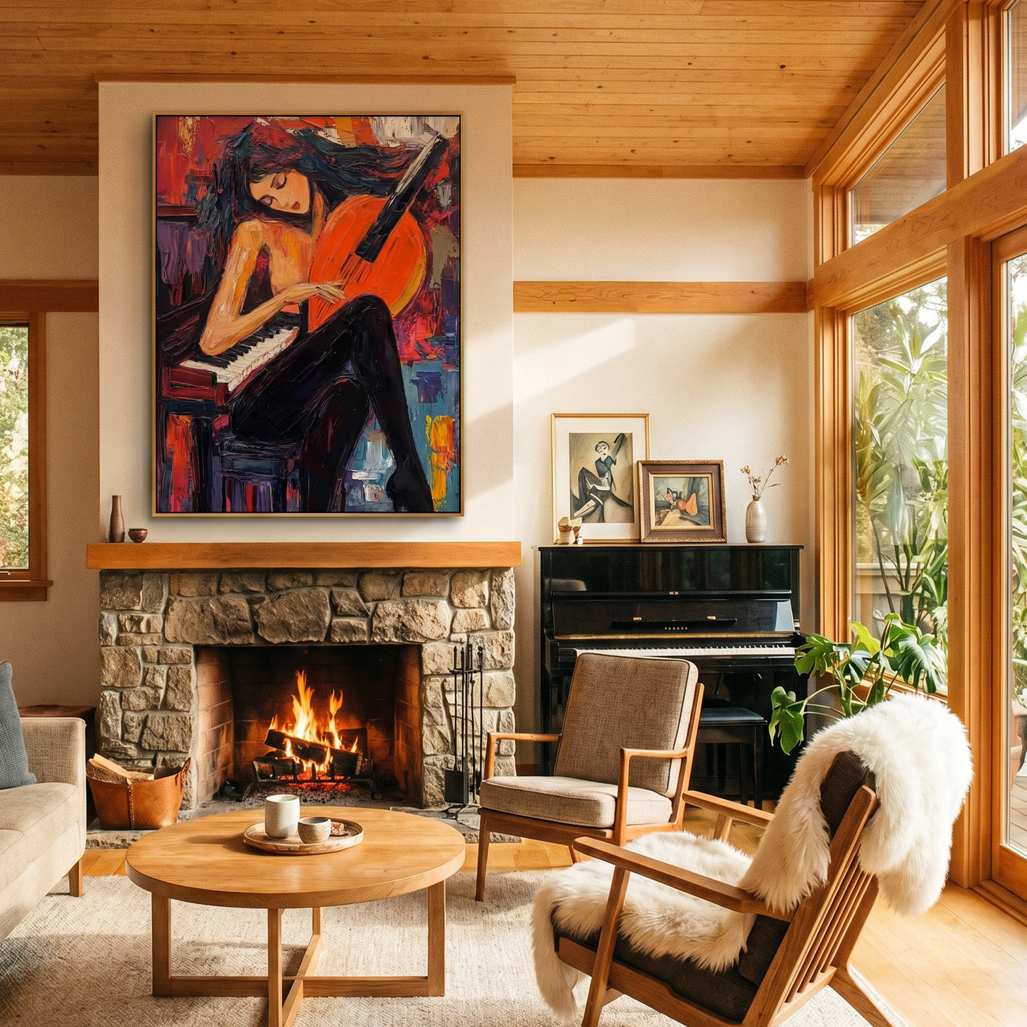 Melody in Red Musician Canvas Art
