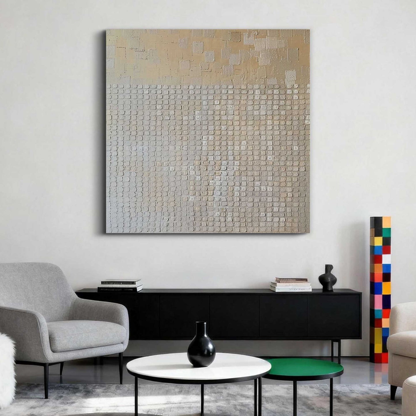 Neutral Gradient Grid Painting