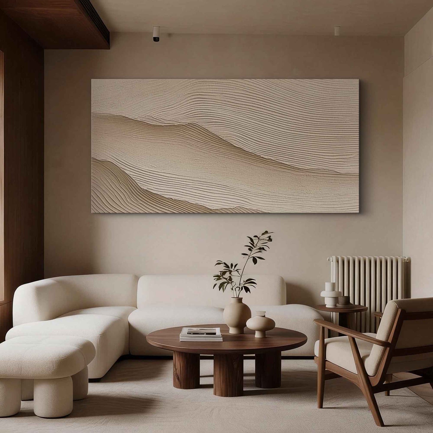 Beige Sand Wave Textured Abstract Painting