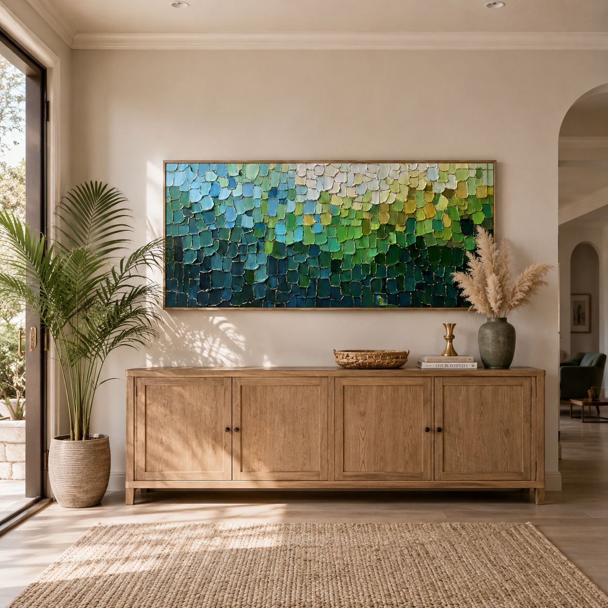 Emerald Mosaic Textured Abstract Painting #RIS2 (314)