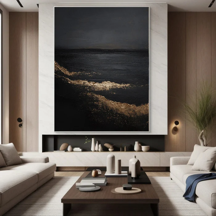 Golden Tide Abstract Painting