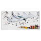 Colorful Ski Resort Winter Textured Landscape Painting